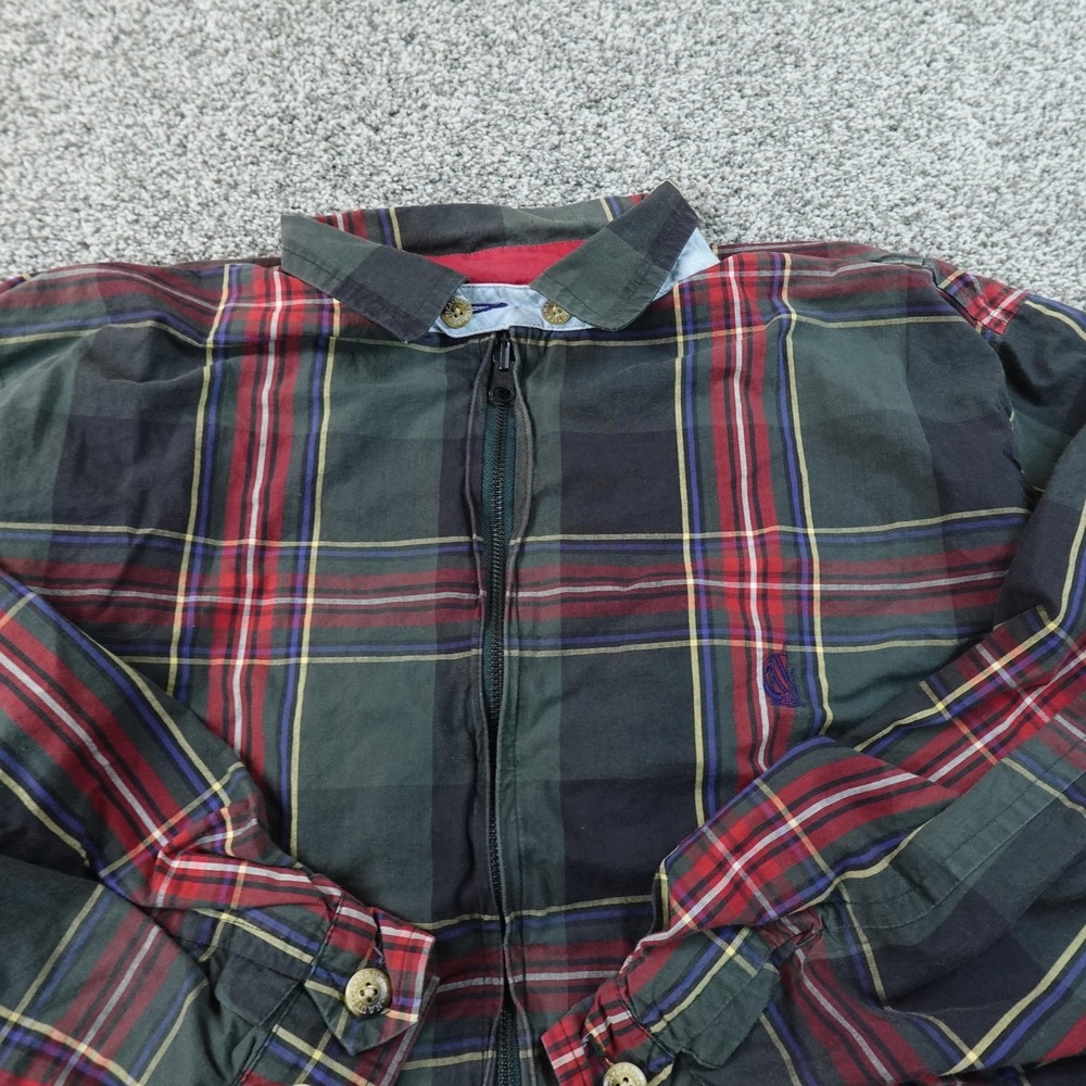 VTG Nautica Jacket Mens M Green Red Tartan Plaid Bi Swing Bomber Golf Coat 90s